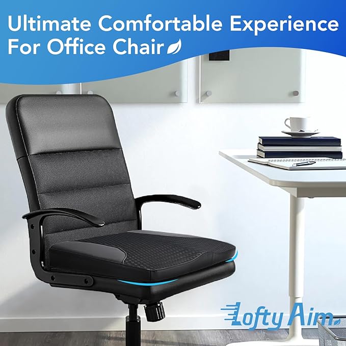 Lofty Aim Car Seat Cushion, Comfortable Memory Foam Seat Pillow for Driving, Sciatica-Back Pain Relief, Cushion for Car-Truck, Office, Wheelchair - Black