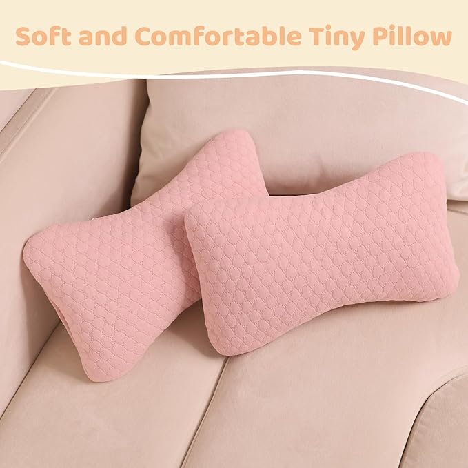 vocheer Small Pillows for Sleeping, 11"x 7" Mini Travel Pillow, Tiny Pillows for Neck, Wrist, Lumbar and Knee, Pets Pillow, Cotton, Machine Washable,Pink-1PC