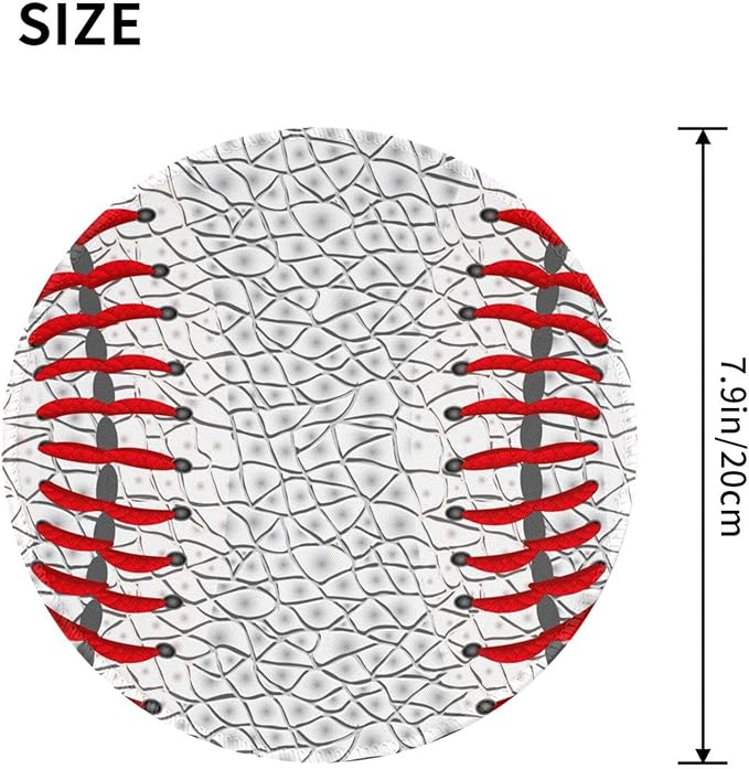 Baseball Round Mouse Pad Premium Textured Mouse Mat Washable Mousepads with Extended Stitched Edges Non Slip Rubber Base Small Mousepad 7.9 X 7.9 X 0.12 Inches