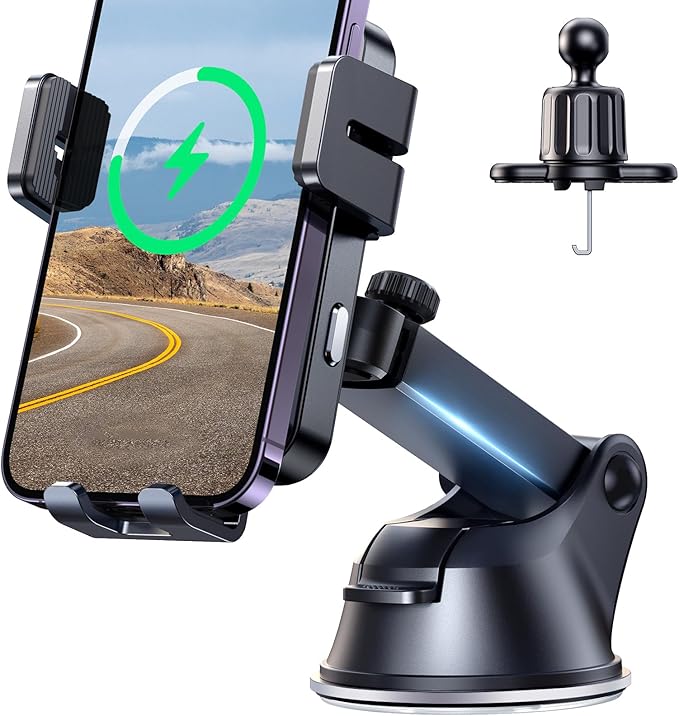 JOYROOM Wireless Car Charger,15W Qi Fast Charging Car Charger Phone Holder Mount, Auto-Clamping Alignment Windshield Dashboard Air Vent Cell Phone Holder for iPhone 16 Pro Max/15 Pro,Samsung S24/S23
