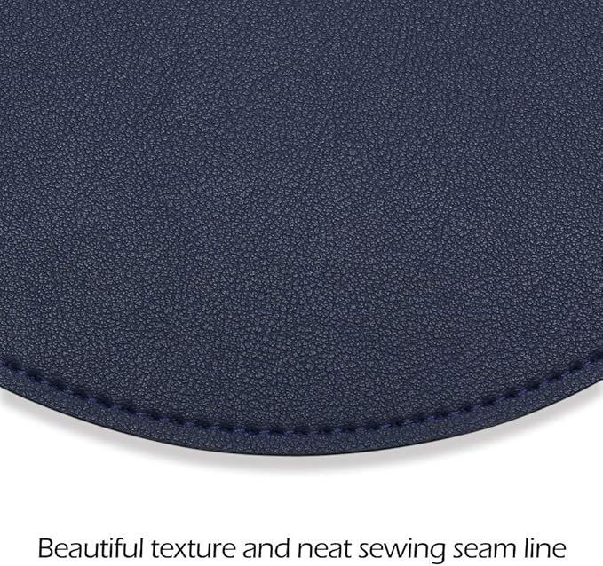 ProElife Premium Cute Round Mouse Pad Mat Waterproof PU Leather 8.66-Inch Mousepad with Anti-Skid Base Stitched Edge for Home Office Gaming Computer Laptop Accessories (Blue)
