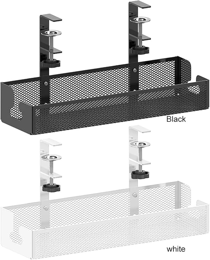 Under Desk Cable Management Tray No Drill Cord Organization Box With Clamp Cable Storage Box For Office Home(Black 40cm)