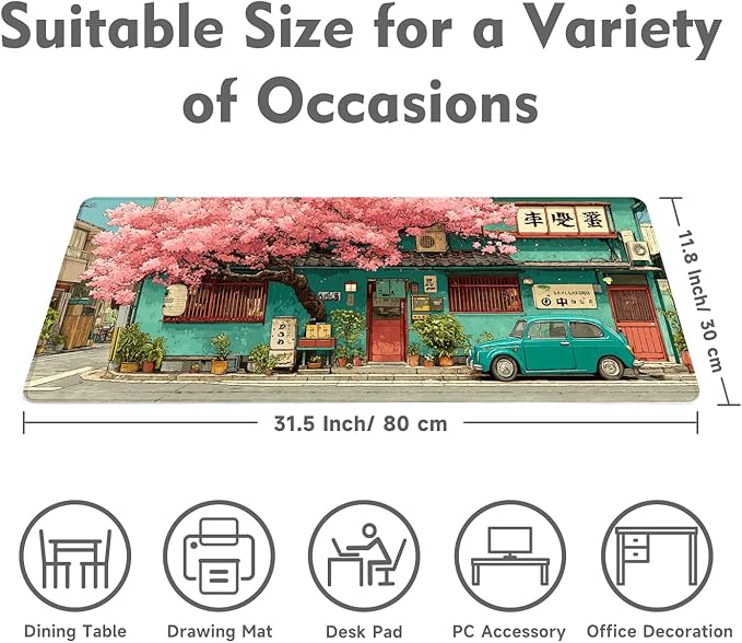 Desk Mat Mouse Pad Gaming Desk Pad XL Large Mouse Mat Office Decor Accessories (Sakura car)