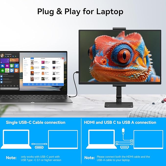 Touchscreen Portable Monitor, 14 Inch 1200P Ultra-Slim Lightweight Bezel Less HDR FHD IPS Touchscreen Display, Travel Monitor with Stand and Speakers, HDMI USB-C External Screen for Laptops and PC
