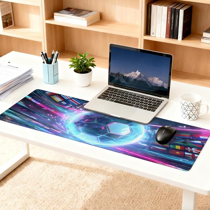 Large Mouse Pad Sports Ball Non-Slip Rubber Long Gaming Desk Mat Big Computer Keyboard Mousepad Waterproof Protector Wristing Pad for Gaming Office Home Decorative 31.5 X 11.8 Inch