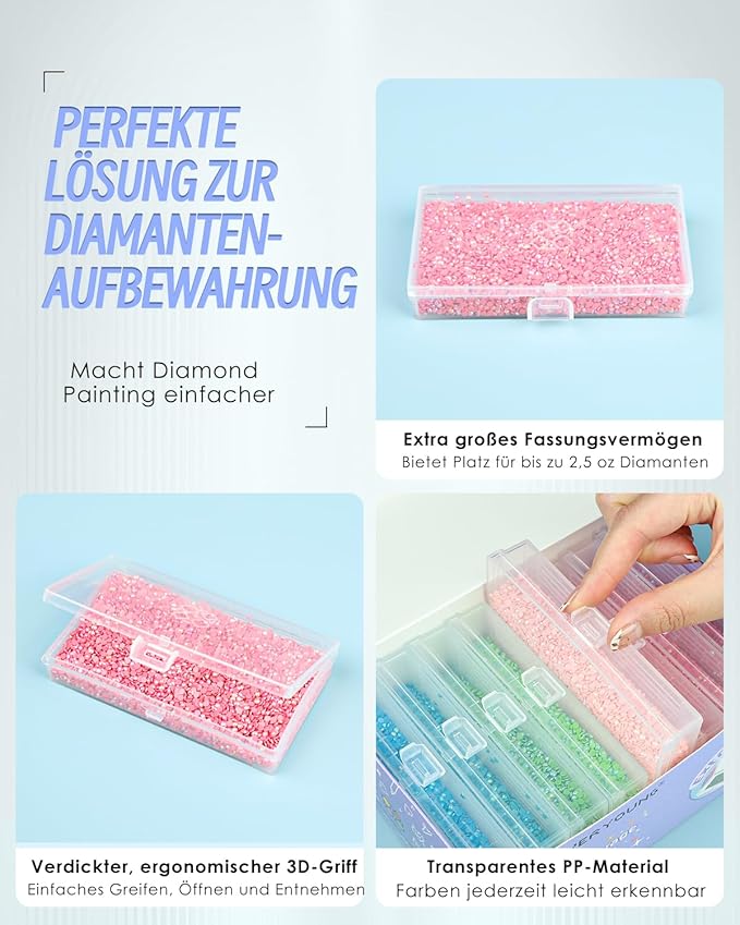 8pcs ForeverYoung Extra Large Diamond Art Storage Containers Tray, Diamond Art Accessories Diamond Painting Trays with Lids, 2-in-1 Diamond Art Trays and Diamond Painting Storage, Purple Box