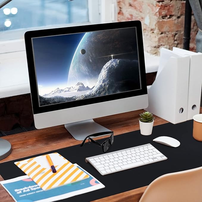 Leather Desk Pad, Non-Slip Desk Mat, Waterproof Large Mouse Pad, Mouse Mat, Computer Mat for Desk Easy Clean for Office/Home (Black, 35.4" x 15.7")