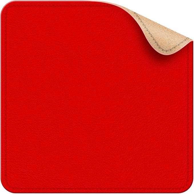 Leather Mouse Pad with Stitched Edge, Waterproof Gaming Mouse Mat for Computers, Laptop, Office & Home (red, 11"*8")