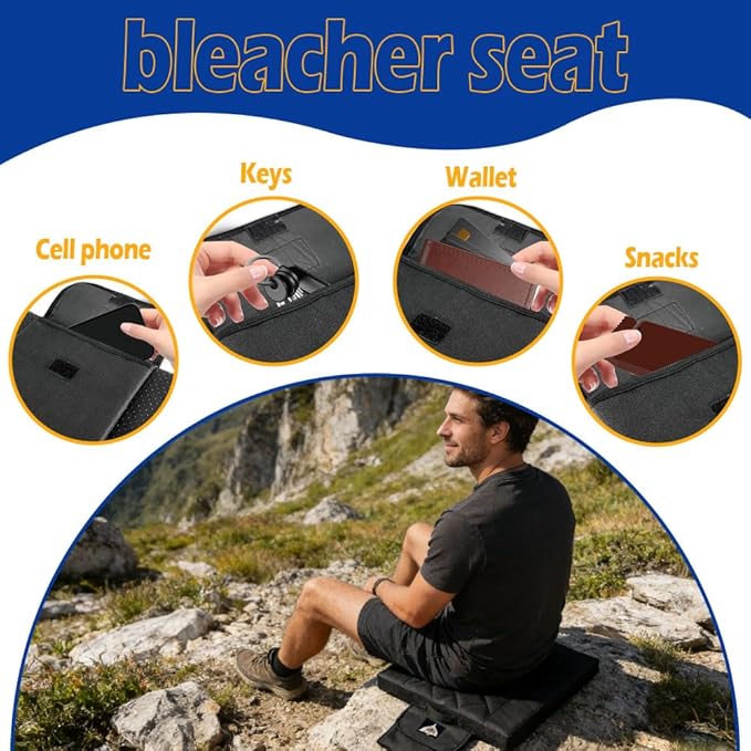 Stadium Seat Cushion Waterproof Summer Portable Bleacher Cushion with Memory Foam Seat Cushion Suitable for Sports Events Camping Travel