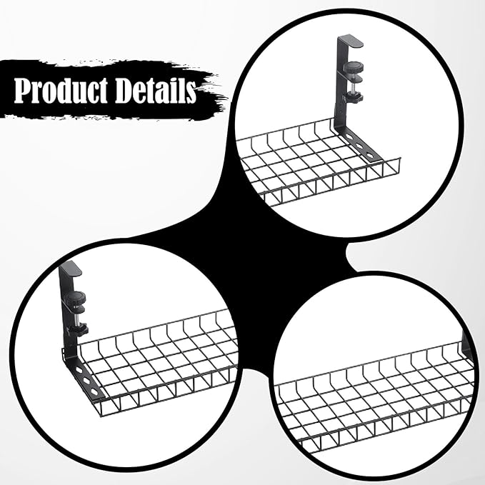 Wire Management Tray Adjustable Cable Tray No Drill Open Slots Cable Raceway Tidy Wire Organiser for Kitchen Internet Cafe