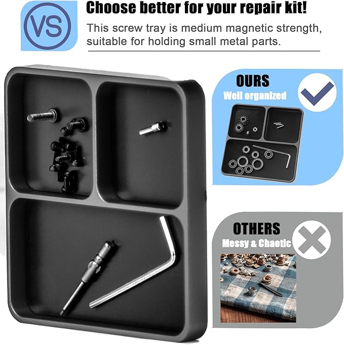 Magnetic Tool Tray Organizer, Small Tray for Electronic Repair Screws, Magnet Toolboxes Small Parts Holder for Organization, Storage Tool for Screw, Nuts and Bolts, Socket, Pin, RC Car Drone Phone