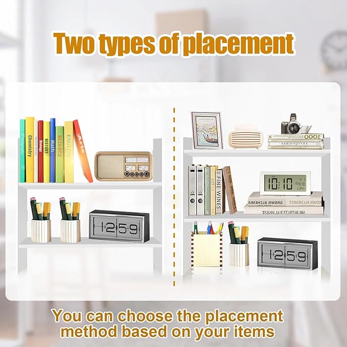 Desktop Shelves - Dorm Desk Shelf Organizer, Mini Bookshelf, 2 Tier Desktop Bookshelf for Workspace Organizers, Tabletop Shelf, Office Desk Shelves White 2 Pack