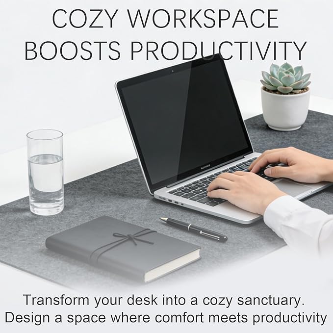 Felt Desk Mat,Large Mouse Pad Desk Mat for Office & Home,Non-Slip Desk Blotter,Felt Desktop Mat for Laptop,Computer,Writing 31.5"x15.8" Dark Gray