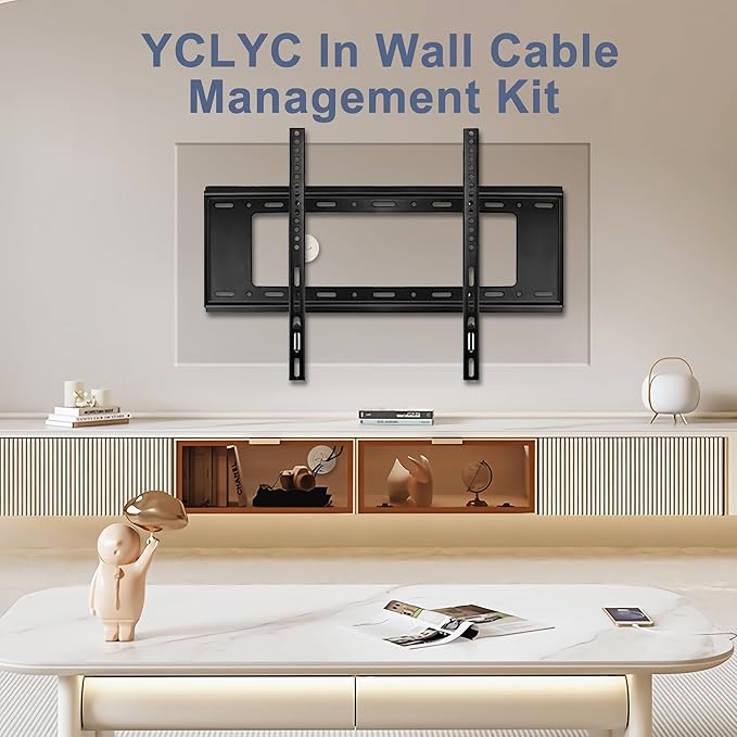 3in TV Cable Hider Wall Kit, YCLYC Large TV Cord Hider for Wall Mounted TV, TV Cord Covers for Wires on Wall Kit, Behind in Wall Cable Management Kit, Off White TV Wire Hider for Wall (2Pack)