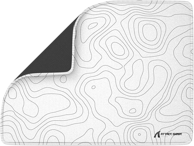 ATTACK SHARK CM02SE Gaming Mouse Pad for Esports Speed Mouse mats for Desk Waterproof Surface Stitched Edges and Anti-Slip Rubber Base Size M Laminate 16.14” x 12.2” x 0.16” White Contour