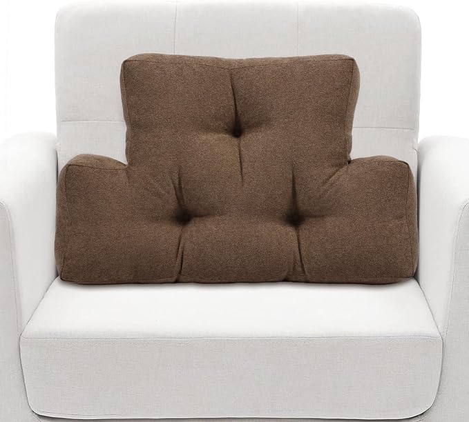Back Pillow for Recliner Lumbar Support Pillow Soft and Fluffy Back Support Cushion Thick Lumbar Cushion for Chairs, Recliners,Sofa, Couch and Bed for Pain Relief Brown