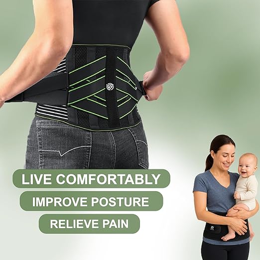 Back Brace for Lower Back Pain, Breathable Back Support Belt for Men and Women, Adjustable Support Straps Anti-skid Lumbar Support Pad for Pain, Sciatica, Herniated Disc