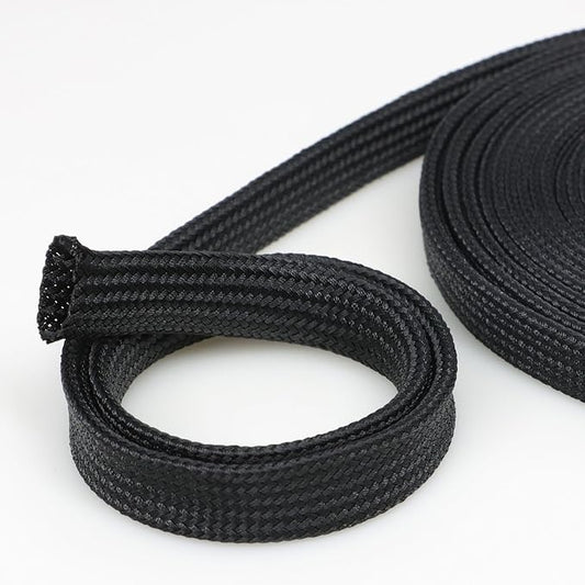 1-3/16" Nylon Braided Cable Sleeve Hydraulic Hose Protector, Tig Torch Protective Hose Sleeve Hydraulic Wrap Sleeve Management Wrap for Cord Tig Welding Cable Management (Black, 10FT)