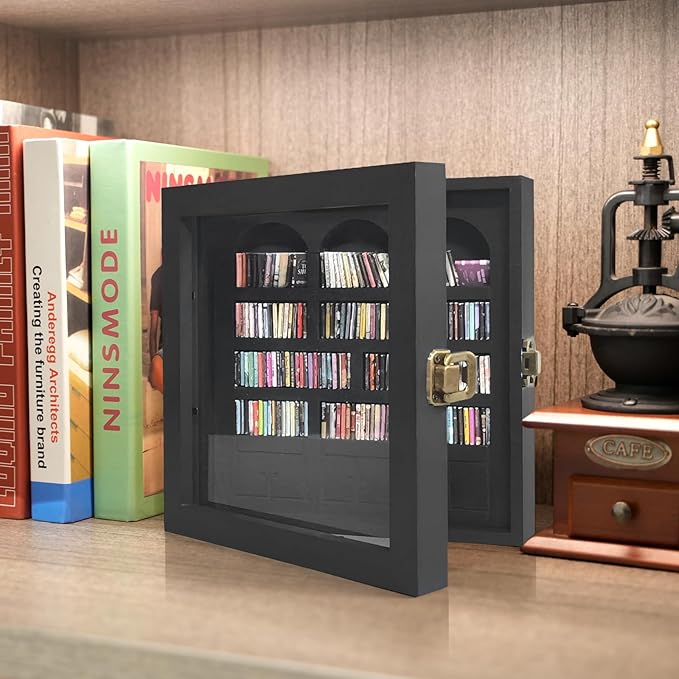 Anxiety Bookshelf Mini Books Display for Stress Relief and Fun Decor, Perfect Decorative Miniature Library for Book Lovers, Ideal for Home Decor, Office Decor, and Thoughtful Gift - Black