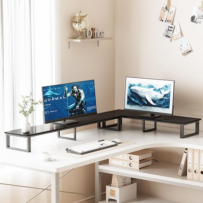 aboxoo 45" TV Riser for 32-60 inch TV, TV Riser Stand Shelf, Tabletop TV Stand Riser, Computer Monitor Table for Home Living Room, Study Office (Black)