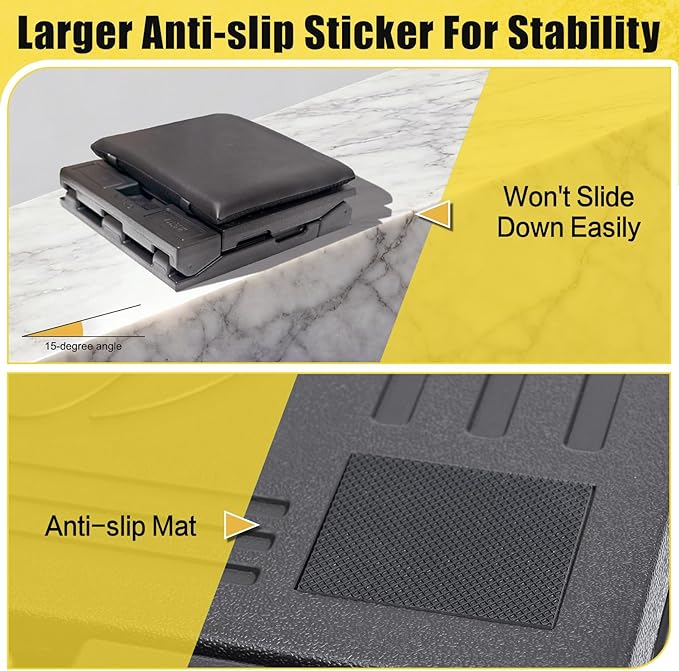 Foot Rest for Under Desk at Work Ergonomic Footrest with Adjustable Height and Angle, Foldable Foot Stool with Removable Pad Massage Beads for Office Gaming Chair Black