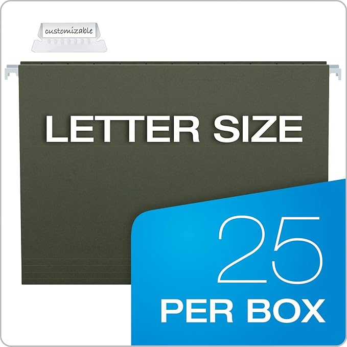 Pendaflex Hanging File Folder Combo Kit, 25 Green Hanging Files with Tabs, 50 Manila File Folders, Work from Home Starter Kit, Letter Size (99200EE)