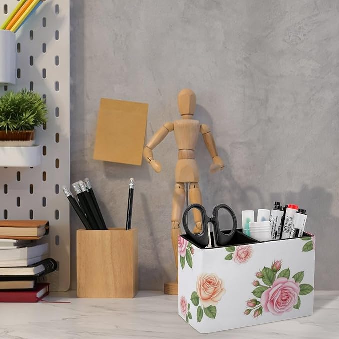 Modern Pen Holder for Desk Floral Rose Flower, Chic Addition to Your Workspace