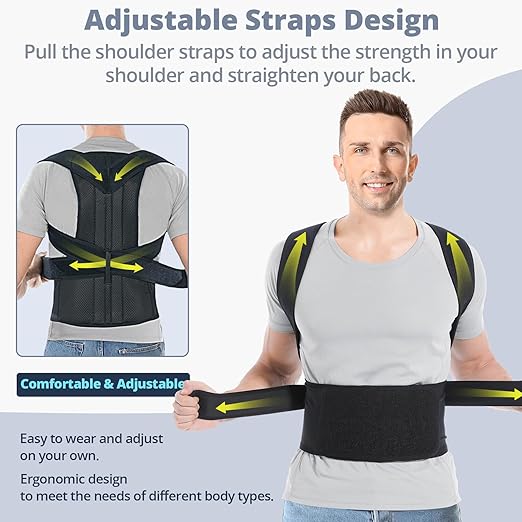 Fitsupport Back Brace Posture Corrector for Women and Men Back Lumbar Support Shoulder Posture Support for Improve Posture Provide and Back Pain Relief XLarge(Pack of 1)