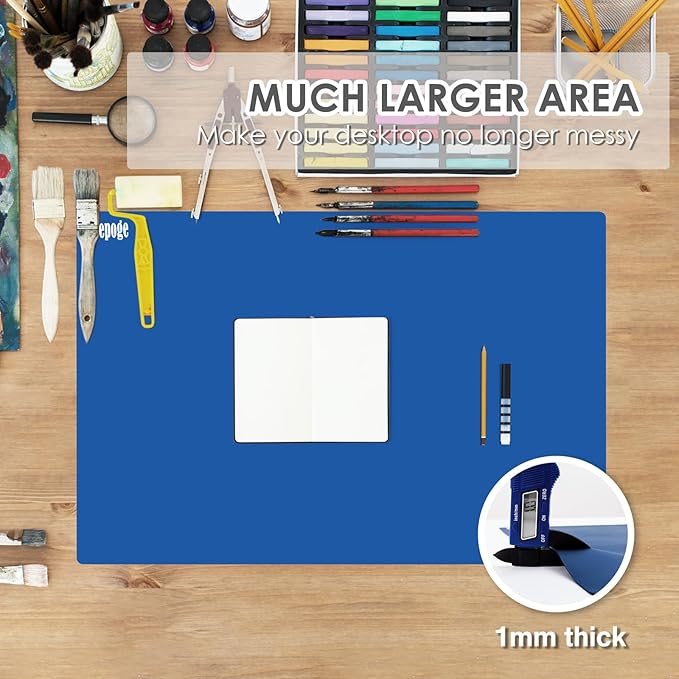 36.2" x 24" Extra Large Silicone Mat for Epoxy Resin, Nonstick Silicon Mats for Crafts Jewelry Casting, Non-Slip Kitchen Table Placemats for Countertop Protector Heat Resistant by Foepoge, Dark Blue