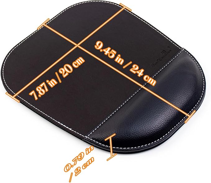 Black Office Square Leather Mouse Pad with Wrist Rest Non-Slip Design, Business Style Gaming PU Mousepad for Learners, Workers &Computer Users. (S-Black)