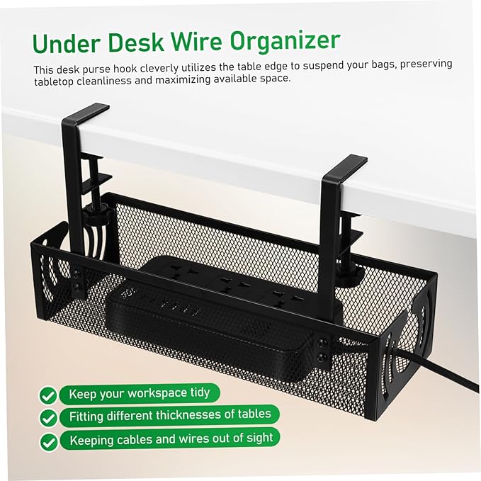 Veemoon Cable Management Tray Clamp Design Hide Cables Wall Wire Organizers for Cords under Desk Cord Management Holder