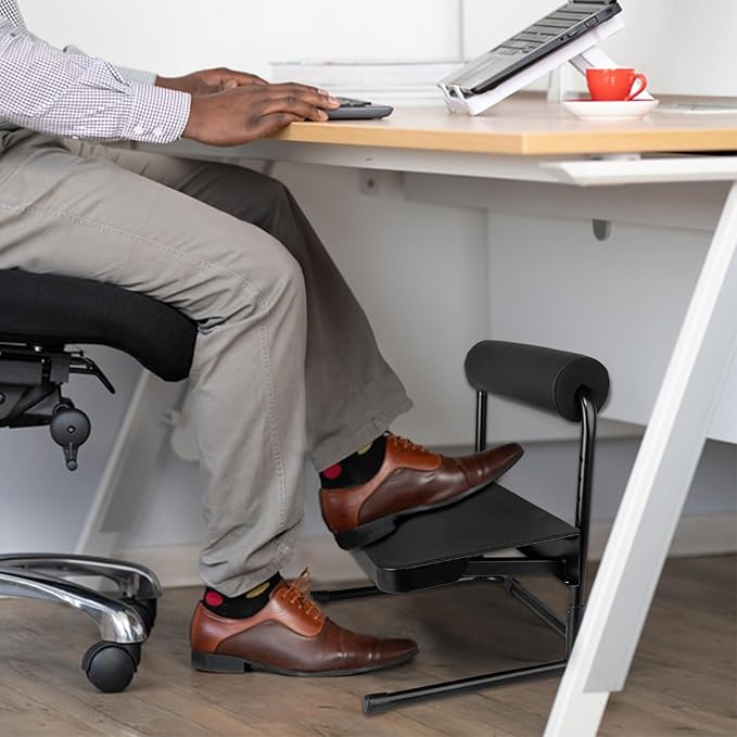 Adjustable Foot Rest Under Desk Footrest Leg Rest 6 Height Positions for Desk, Office Gaming Chairs Ergonomic with Relief Platform for Standing Desks