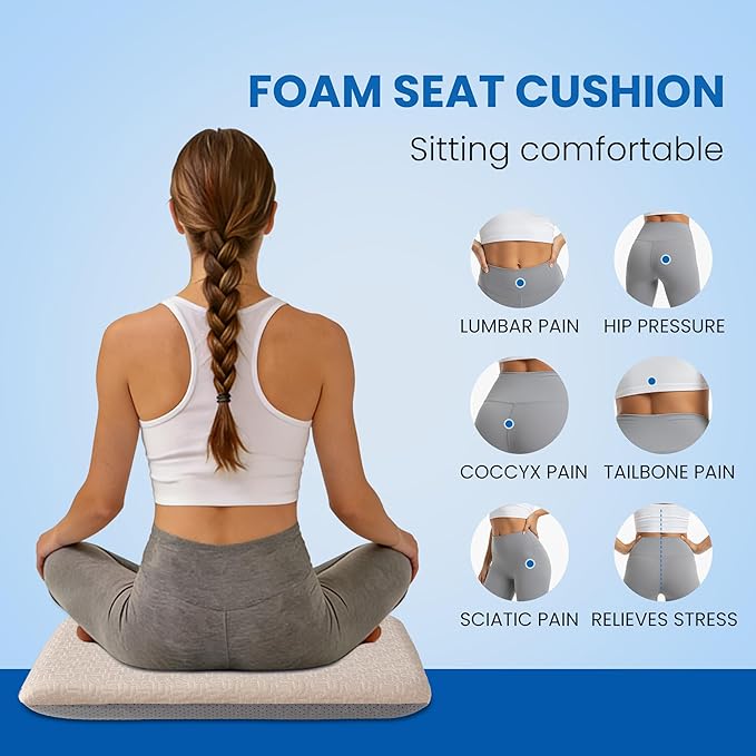 Ganondorf Extra Large Recliner Seat Cushion for Elderly Tufted Furry Booster Foam Cushion, Pressure Relief for Long Sitting Orthopedic Chair Cushion for Recliners Office Chairs, Beige