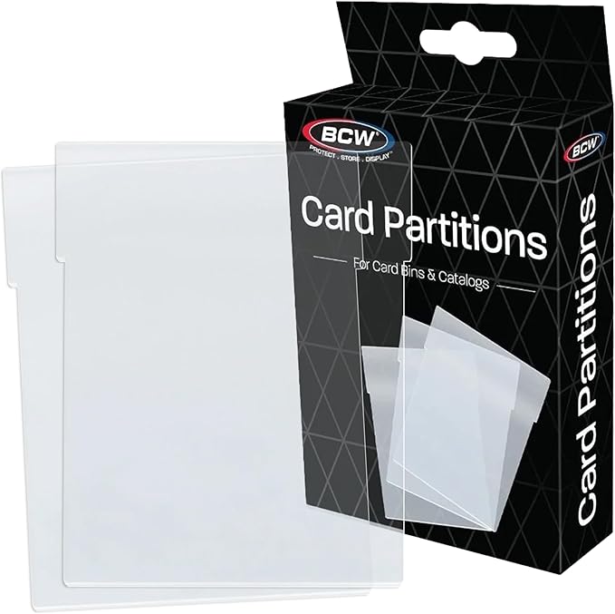 BCW Translucent Card Partitions - 12 Pack | Frosted Plastic Card Dividers for Card Bins & 6 Drawer Catalog | Trading Card Storage Organizer | Durable Card Box Dividers