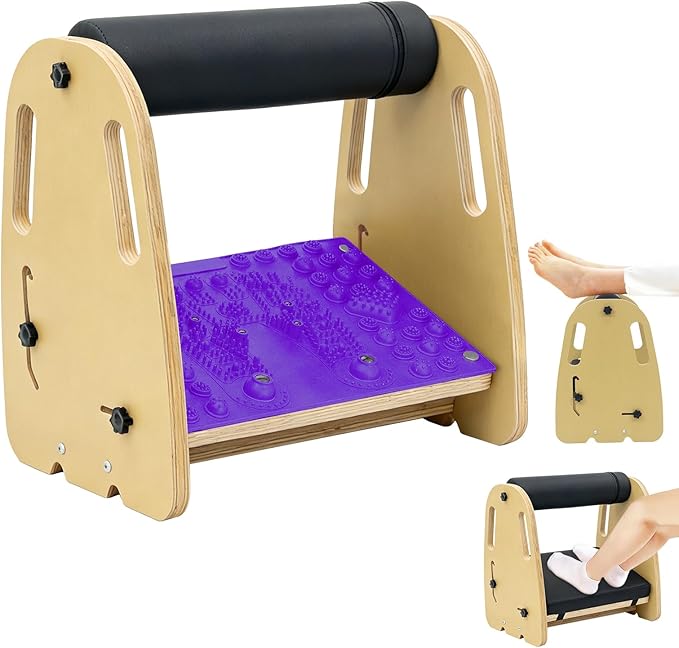 Adjustable Under Desk Foot Rest, Detachable & Washable,3 Height Levels, Interchangeable Soft & Massage Pads,Anti-Slip Design, for Office Home Gaming - Purple