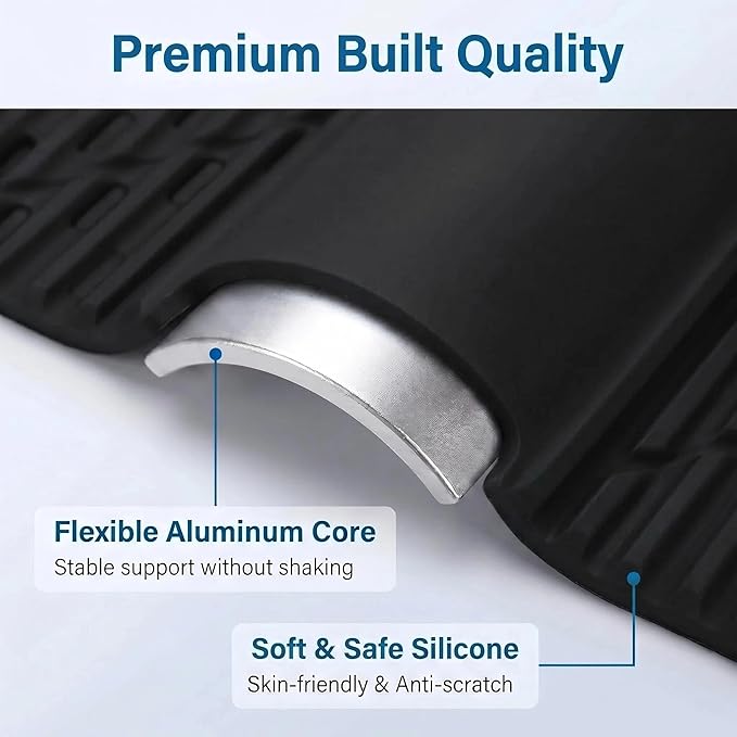2026 New Flexible Silicone Phone Holder, 360° Bendable Aluminum Core Stand, Portable Foldable Anti-Slip Universal Mount for Phone Tablet Laptop, Ideal for Travel Office Desktop Home (Black)