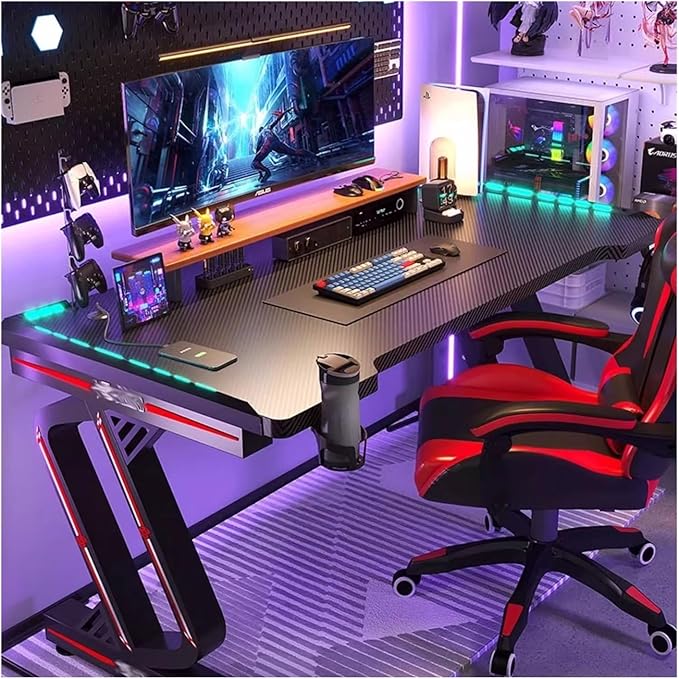Modern Writing Desk Desktop Computer Desk, Home Bedroom, Live Streaming Game and Chair Set Storage(80x60x75cm)