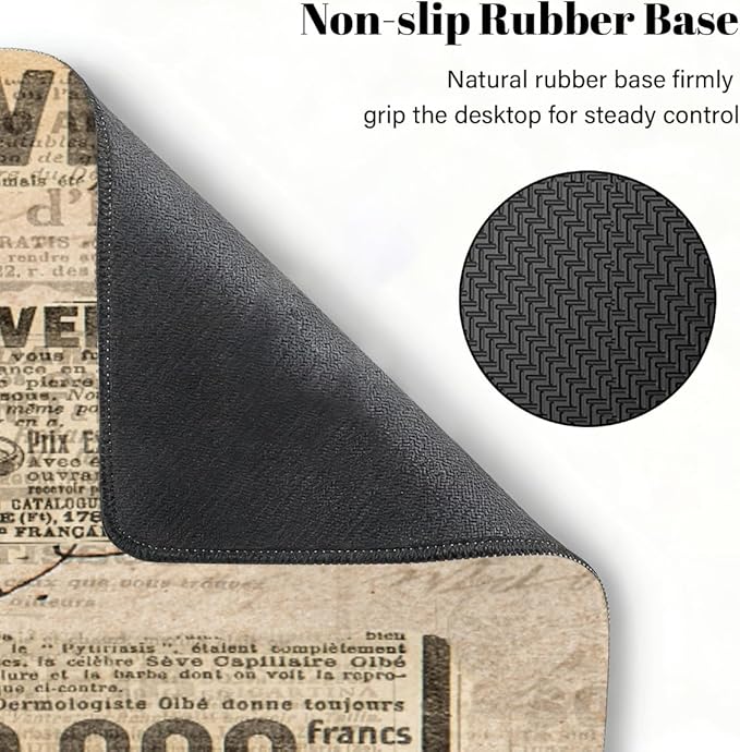 Large Mouse Pad Non-Slip Rubber Vintage Newspaper Woman Long Gaming Desk Mat Big Computer Keyboard Mousepad Waterproof Protector Wristing Pad for Gaming Office Home Decorative 31.5 X 11.8 Inch