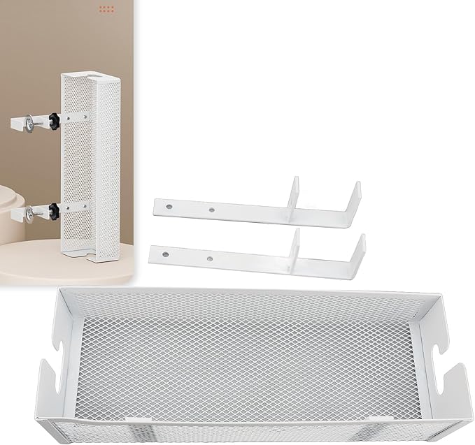 Under Desk Cable Management Tray, Carbon Steel No Drill Mesh Wire Organizers for Cords Desk Cord Organizer with Clamp Mount for Office, Home