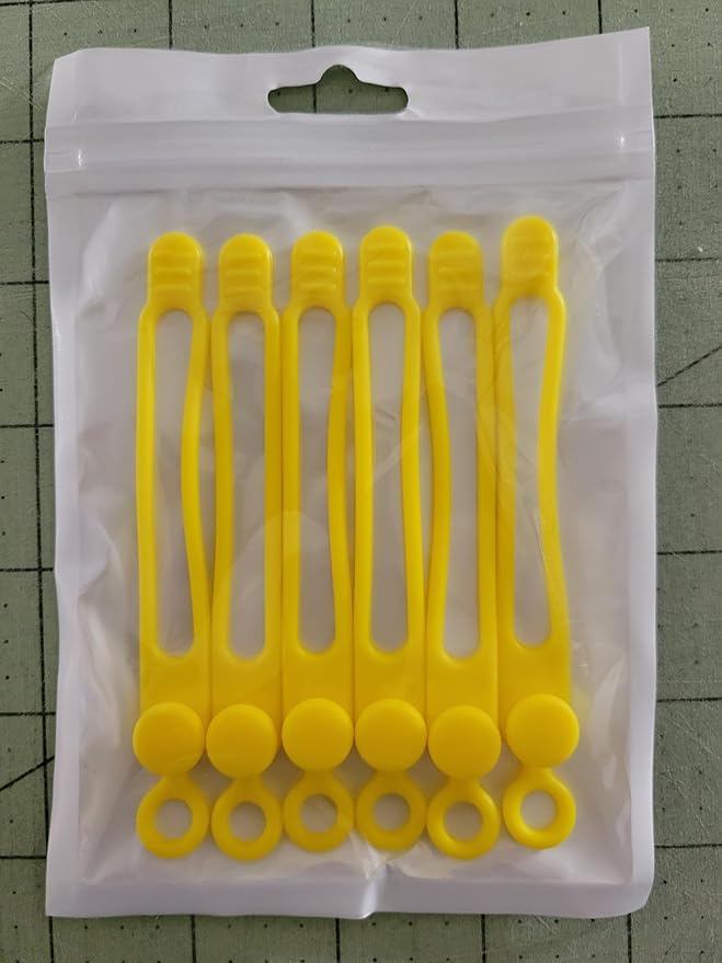Set of 6 Yellow Silicone Cable Straps Organizer, Wire Management Ties for Bundling Phone Charger Cables, Earphones, Computer Cords, Organize Home Office (Yellow6)
