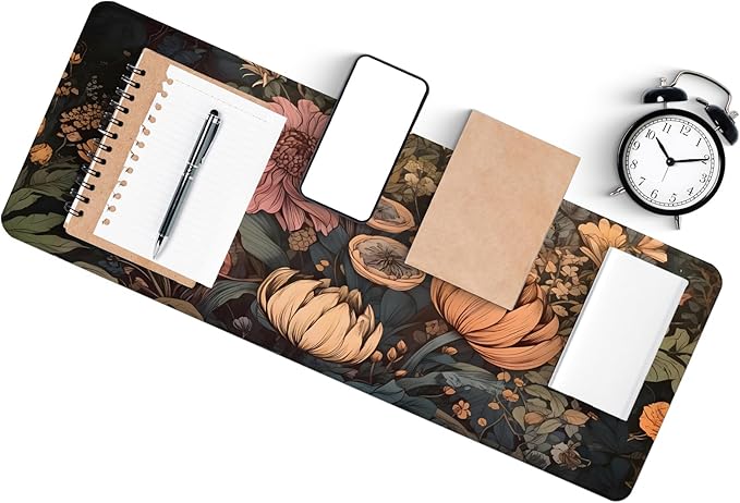 Gaming Mouse Pad with Anti-Slip Rubber Base, Extended Large Computer Mouse Mat with Stitched Edges, Long XL Anime Mousepad for Laptop and Keyboard, 31.5 x 11.8 inch (Wildflowers)