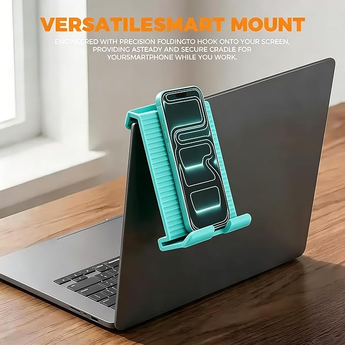 Flexible Silicone Aluminum Phone Holder Tablet Stand with Charging Port Design, Foldable Airplane Laptop/Phone Stand for Home Office Travel (Tiffany)