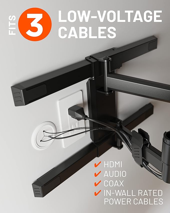 ECHOGEAR TV Cord Hider - 2.5" Mini in Wall Cable Management Kit Cord Concealer for Wall Mounted TVs - Easy 3-Step Install w/Locking Winged Grommets for Secure Fit - White
