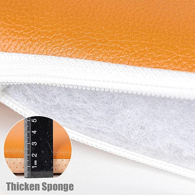 Premium Leather Chair Cushion, Waterproof Dining Chair Pads with Zipper, Horseshoe/Square Non Slip Seat Cushion(40x43cm(16x17inch), Orange(A))