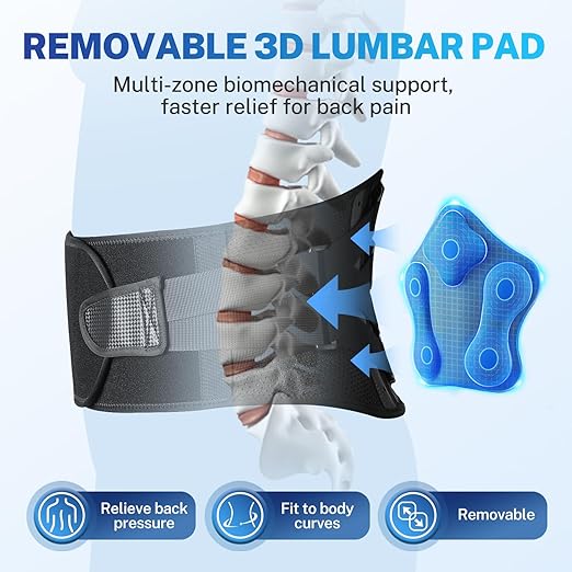 Back Brace for Women Men, Reinforced 3D Lumbar Support Pad, 4 Carbon Fiber Splints, Ultra-thin Air Mesh, Wear for Under Clothes, for Lower Back Pain Relief, Sciatica, Posture, Lifting, Size XL