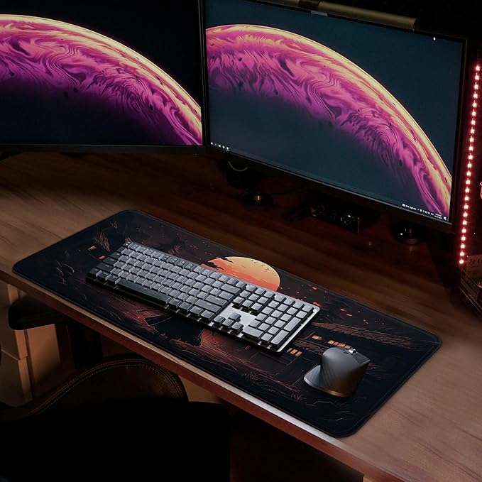 MAY FLOWER Gaming Mouse pad, Large Laptop Mousepad, Full Keyboard Mat, Long Computer Mouse Mat for Home and Office, Anti-Slip Rubber Base, 31.5 x 11.8 Inches (Samurai)