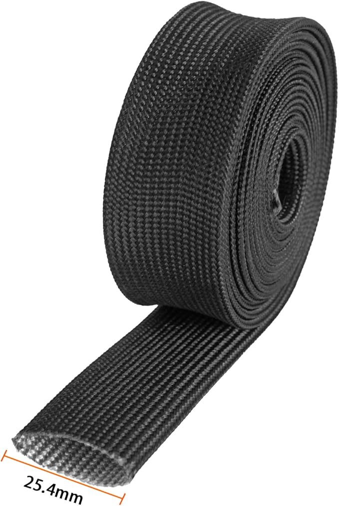 Fiberglass Heat Wrap Wire Shield Sleeve- 1" IDX 10' Adjustable Black Exhaust Heat Shield Spark Plug Wire For Car&Auto Wire Loom Brake Line Cable