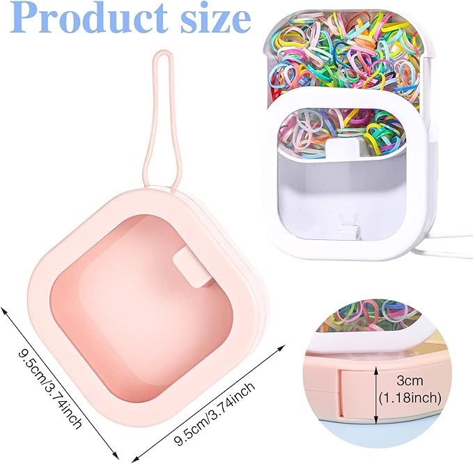 Prudiut 2Pcs Hair Tie Organizer, Hair Accessories Organizer Portable Hanging Desktop Travel Storage Box for Small Items Jewelry Bead Cotton Swabs(Pink and White)