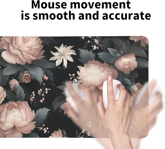 Luxurious Peony Floral Desk Mat, Elegant PU Leather Desk Pad for Women - Large Non-Slip Office Mat for a Stylish & Protected Gaming & Home Workspace(23.6x11.8 Inch)