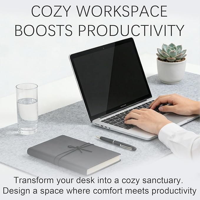 Felt Desk Mat,Large Mouse Pad Desk Mat for Office & Home,Non-Slip Desk Blotter,Felt Desktop Mat for Laptop,Computer,Writing 27.6"x11.8" Light Gray